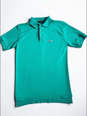 Vintage Fox Polo Shirt Mens Medium Teal Cotton 90s Casual Style